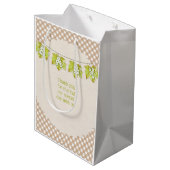 Herfst Geruite Teddybeer Pompoen Bladeren Medium Cadeauzakje (Achterkant Gekanteld)