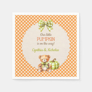 Herfst geruite teddybeer pompoen servet