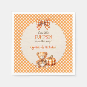 Herfst geruite teddybeer pompoen servet