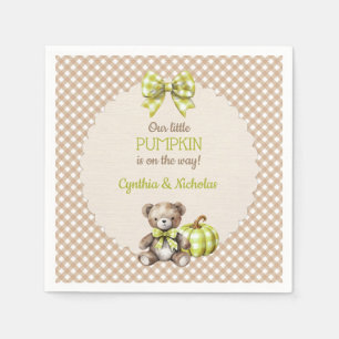 Herfst Geruite Teddybeer Pompoen Servet