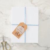 Herfst geruite teddybeer pompoenbladeren cadeaulabel (Met Touw)