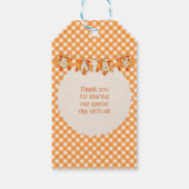 Herfst geruite teddybeer pompoenbladeren cadeaulabel (Achterkant)