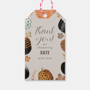 Herfst Geschilderde Pompoenen Bruidsfeest Bedankt Cadeaulabel