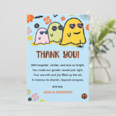Herfst Geslacht onthullen bedankjes roze en blauw Bedankkaart (Staand voorkant)