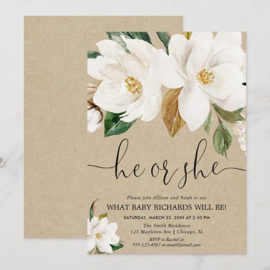 Herfst Geslacht onthullen, rustieke Kraft Witte Bl Kaart (Voorkant / Achterkant)