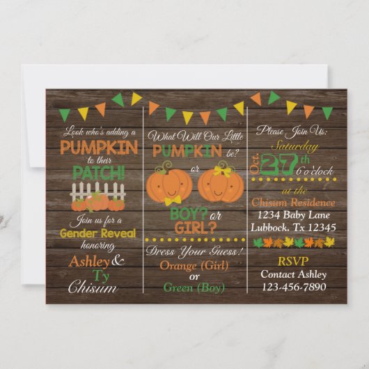 Herfst Geslacht onthullen Uitnodiging (Voorkant)