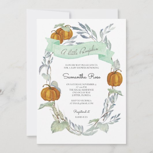 Herfst geslachtsneutrale babyshower uitnodigingen (Voorkant)