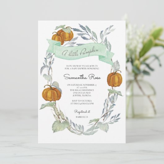 Herfst geslachtsneutrale babyshower uitnodigingen (Staand voorkant)