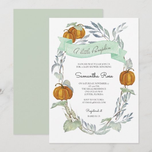 Herfst geslachtsneutrale babyshower uitnodigingen (Voorkant / Achterkant)