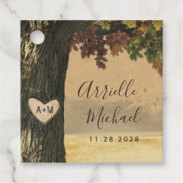 Herfst Gesneden Eiken Boomland Rustieke Bruiloft F Bedankjes Labels