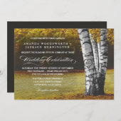 Herfst gesneden hart berk boom bruiloft uitnodigin kaart (Voorkant / Achterkant)