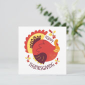 Herfst gestileerde zitting Turkije gelukkig Thanks Kaart (Staand voorkant)