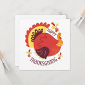 Herfst gestileerde zitting Turkije gelukkig Thanks Kaart (Voorkant / Achterkant in situ)