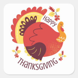 Herfst gestileerde zitting Turkije gelukkig Thanks Vierkante Sticker
