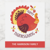 Herfst gestileerde zitting Turkije gelukkig Thanks Wijn Etiket (Enkel label)