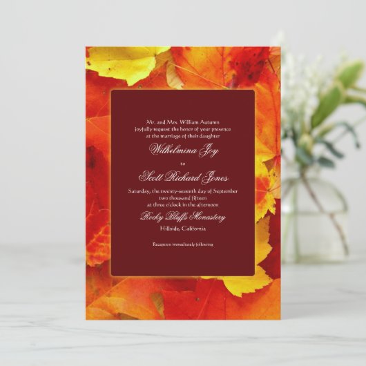 Herfst Geuren Herfst Huwelijk Aangepaste Uitnodigi Kaart (Staand voorkant)