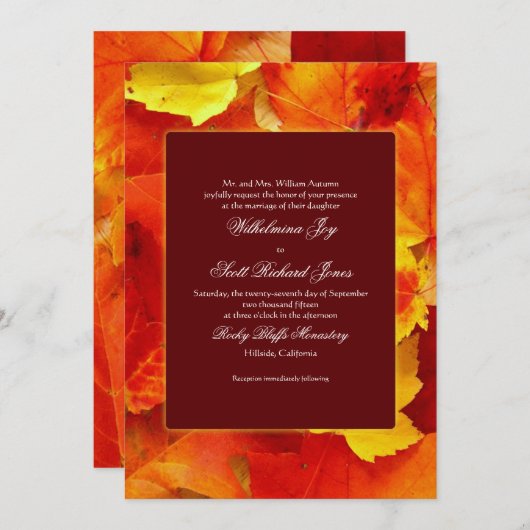 Herfst Geuren Herfst Huwelijk Aangepaste Uitnodigi Kaart (Voorkant / Achterkant)