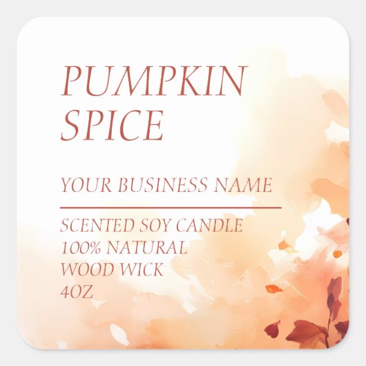 Herfst Geurkaars Modern Waterverf Label (Voorkant)