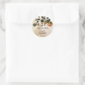 herfst gevoel elegant bloem- monogram bruiloft ronde sticker (Tas)