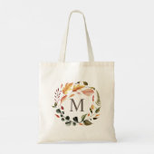 herfst gevoel florele borstkanker monogram tote bag (Achterkant)