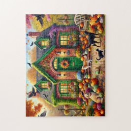 Herfst Gezellig Landhuis Katten Honden Pompoenen Legpuzzel