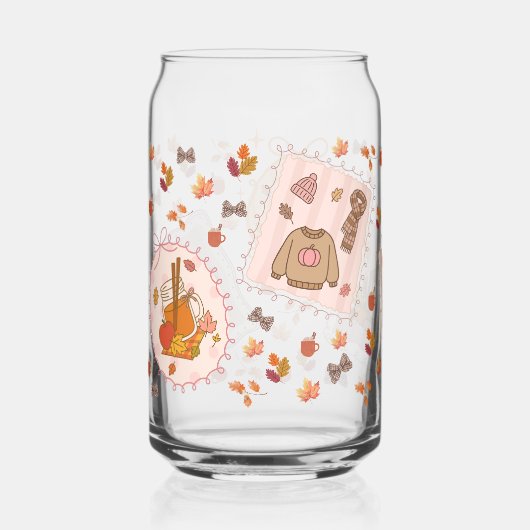 Herfst Gezellige Trui & Pompoen Spice Can Glass Blikvorm Glas (Voorkant)