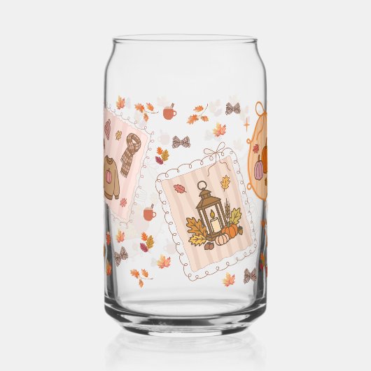 Herfst Gezellige Trui & Pompoen Spice Can Glass Blikvorm Glas (Links)