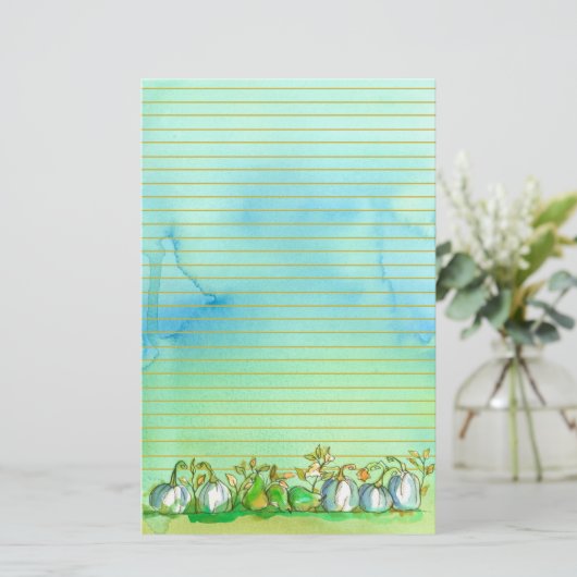 Herfst Ghost Pumpkins Lined Briefpapier (Staand voorkant)