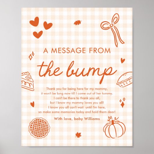 Herfst Gingham Cutie Pie Een Bericht Van De Buik Poster (Voorkant)
