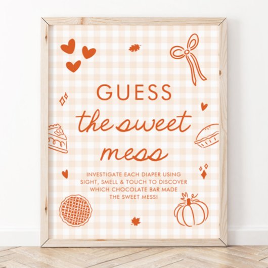Herfst Gingham Cutie Pie Raad de Zoete Troep Spel Poster