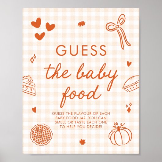 Herfst Gingham Cutie Pie Raad het Babyvoedsel Spel Poster (Voorkant)