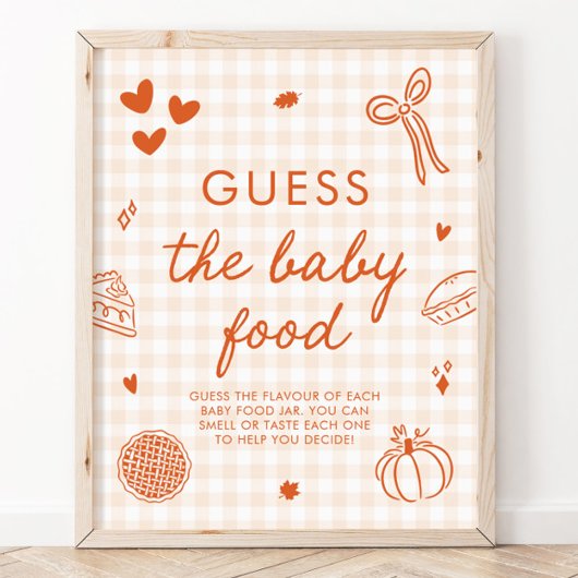 Herfst Gingham Cutie Pie Raad het Babyvoedsel Spel Poster