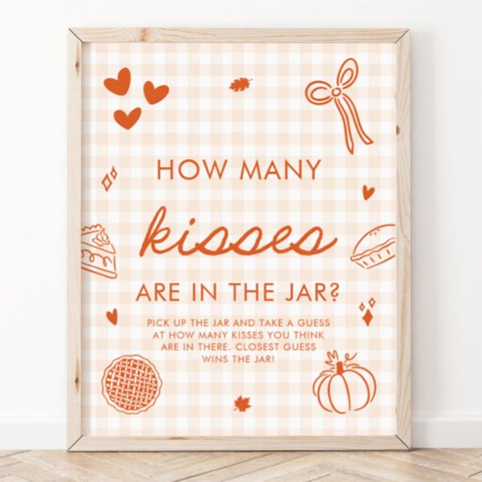 Herfst Gingham Cutie Pie Raad Hoeveel Kusjes Spel Poster