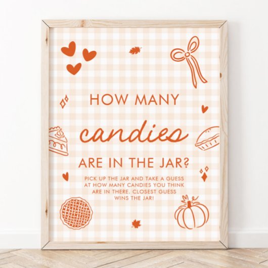 Herfst Gingham Cutie Pie Raad Hoeveel Snoepjes Spe Poster