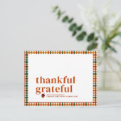 Herfst Gingham Dankbare Thanksgiving Feestdagenkaart (Staand voorkant)