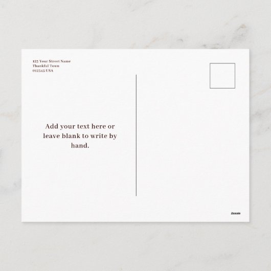 Herfst Gingham Dankbare Thanksgiving Feestdagenkaart (Achterkant)