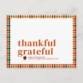 Herfst Gingham Dankbare Thanksgiving Feestdagenkaart (Voorkant)