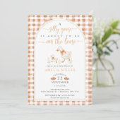 Herfst Gingham Dwaze Gans Op Hol Baby Shower Kaart (Staand voorkant)