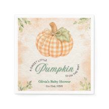 Herfst Gingham Een Kleine Pompoen Baby Shower