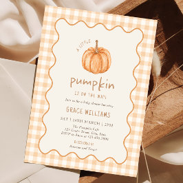 Herfst Gingham Klein Pompje Op Weg Baby Shower Kaart