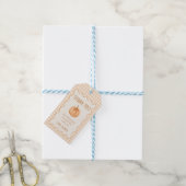 Herfst Gingham Kleine Pompoen Baby Shower Cadeaulabel (Met Touw)