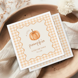 Herfst Gingham Kleine Pompoen Baby Shower Servet