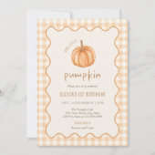 Herfst Gingham Kleine Pompoen Verjaardag Kaart (Voorkant)