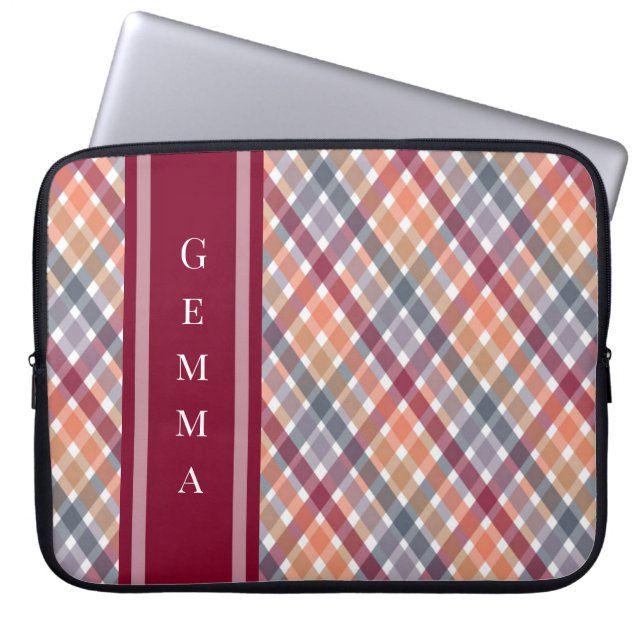 Herfst Gingham Laptop Sleeve (Voorkant)