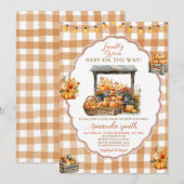 Herfst Gingham Lokaal geteeld Market Baby shower Kaart (Voorkant / Achterkant)