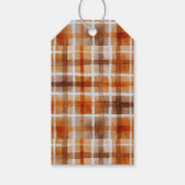Herfst Gingham Oranje Bruin Crème Geruit Cadeaulabel (Voorkant)