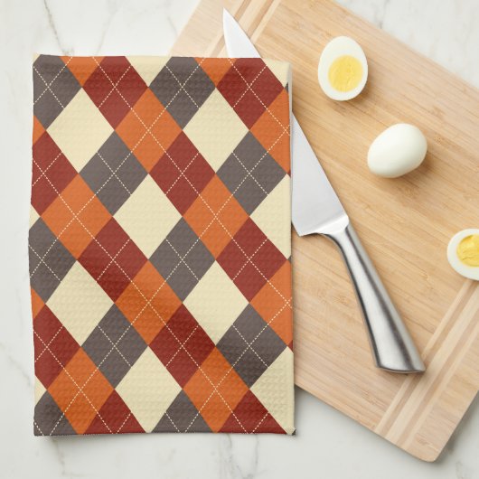 Herfst Gingham patroon Theedoek (Quarter Fold)