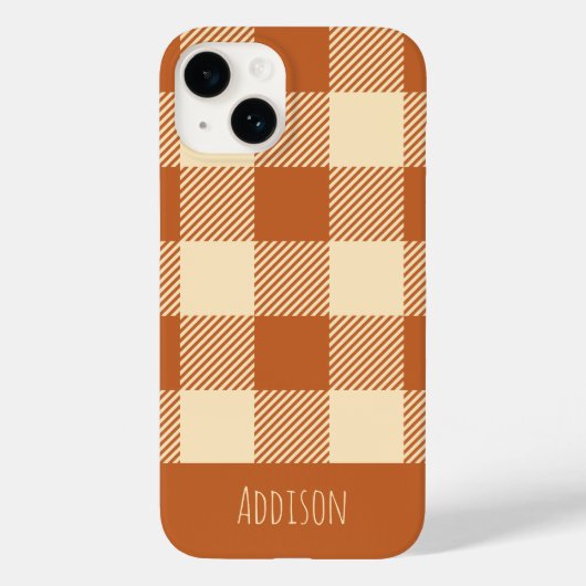 Herfst Gingham Pattern Gepersonaliseerd Case-Mate iPhone Case (Achterkant)