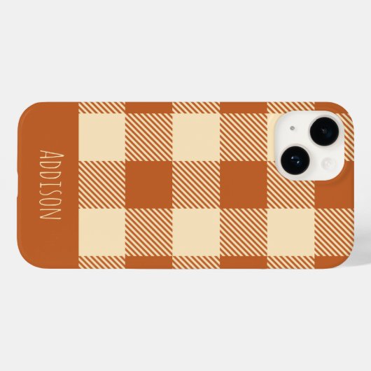 Herfst Gingham Pattern Gepersonaliseerd Case-Mate iPhone Case (Achterkant (horizontaal))