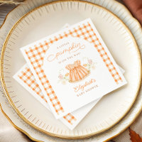 Herfst Gingham Pompoen Baby Shower Papieren Servet